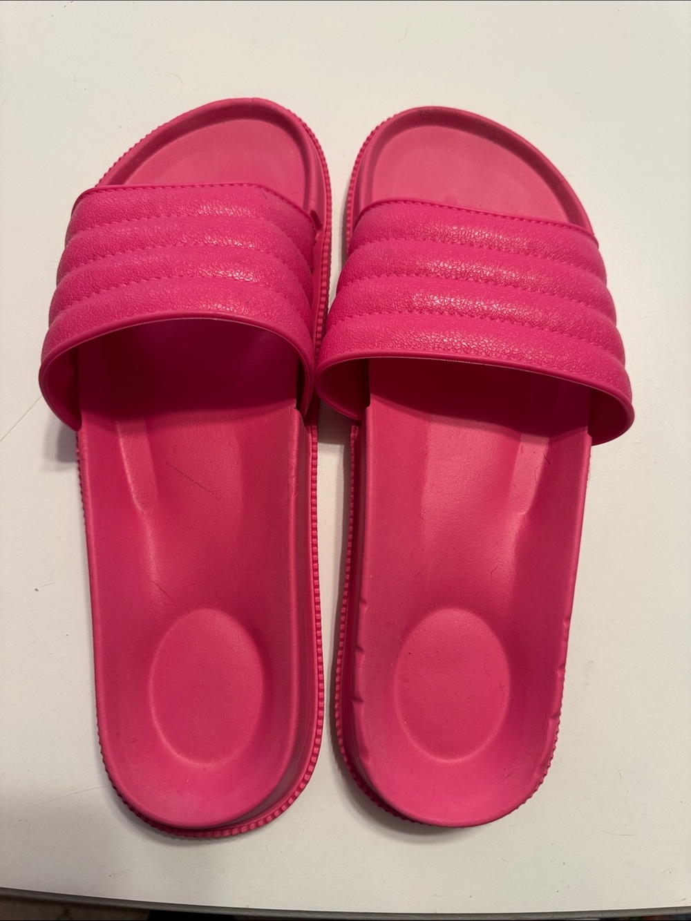 Hot Pink Slide Sandals - Women